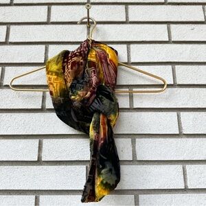 Shihreen Velvet Burnout Scarf 60x8 Multicolor Silk Rayon Geometric Floral Print